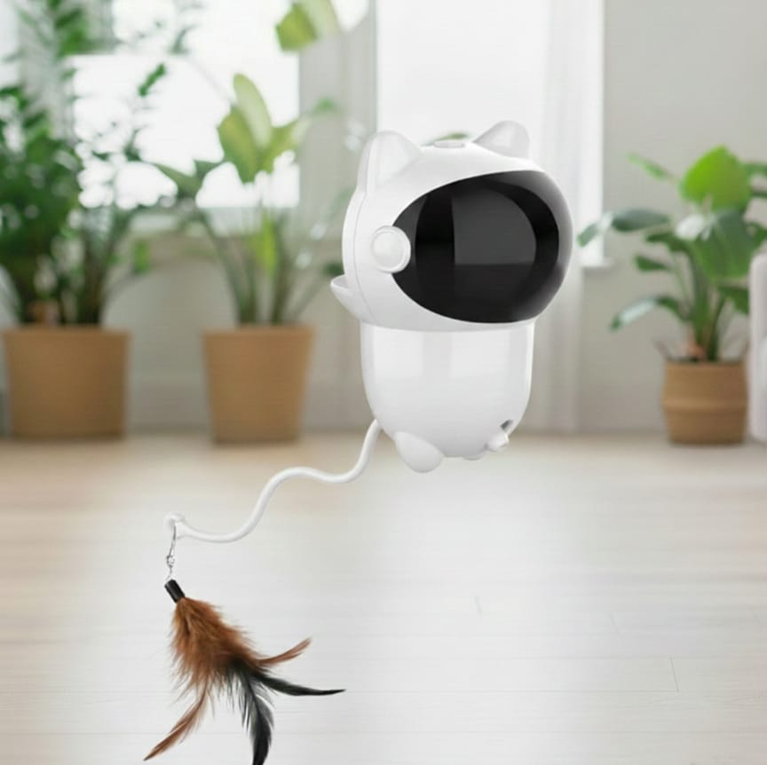 Astronauta Láser 2-en-1 con Pluma para Gatos | Pet Nova - PET NOVA